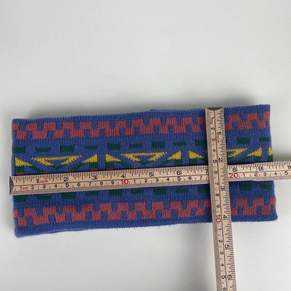 Urban Outfitters Geometric Knit Headband Ear Warmer Blue Pink Fair Isle 90s Boho